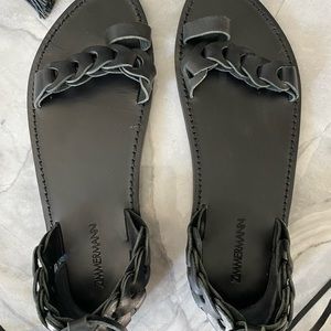 Zimmerman Black leather wrap sandals - like new!